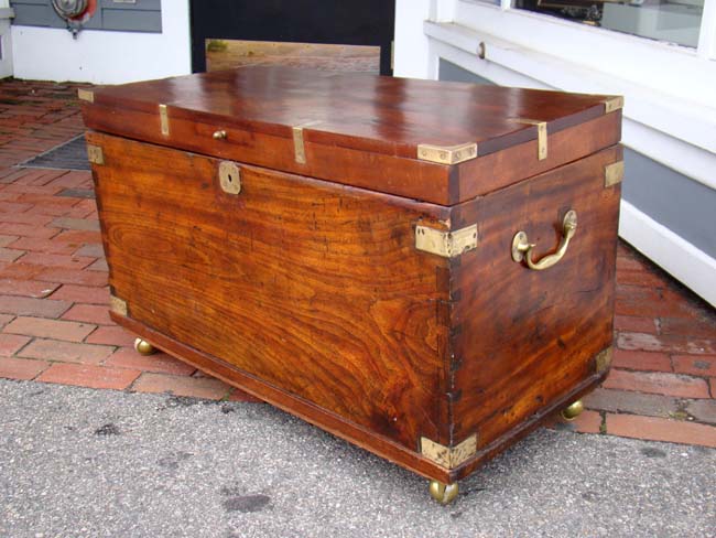 A 19th century brass bound Camphorwood trunk